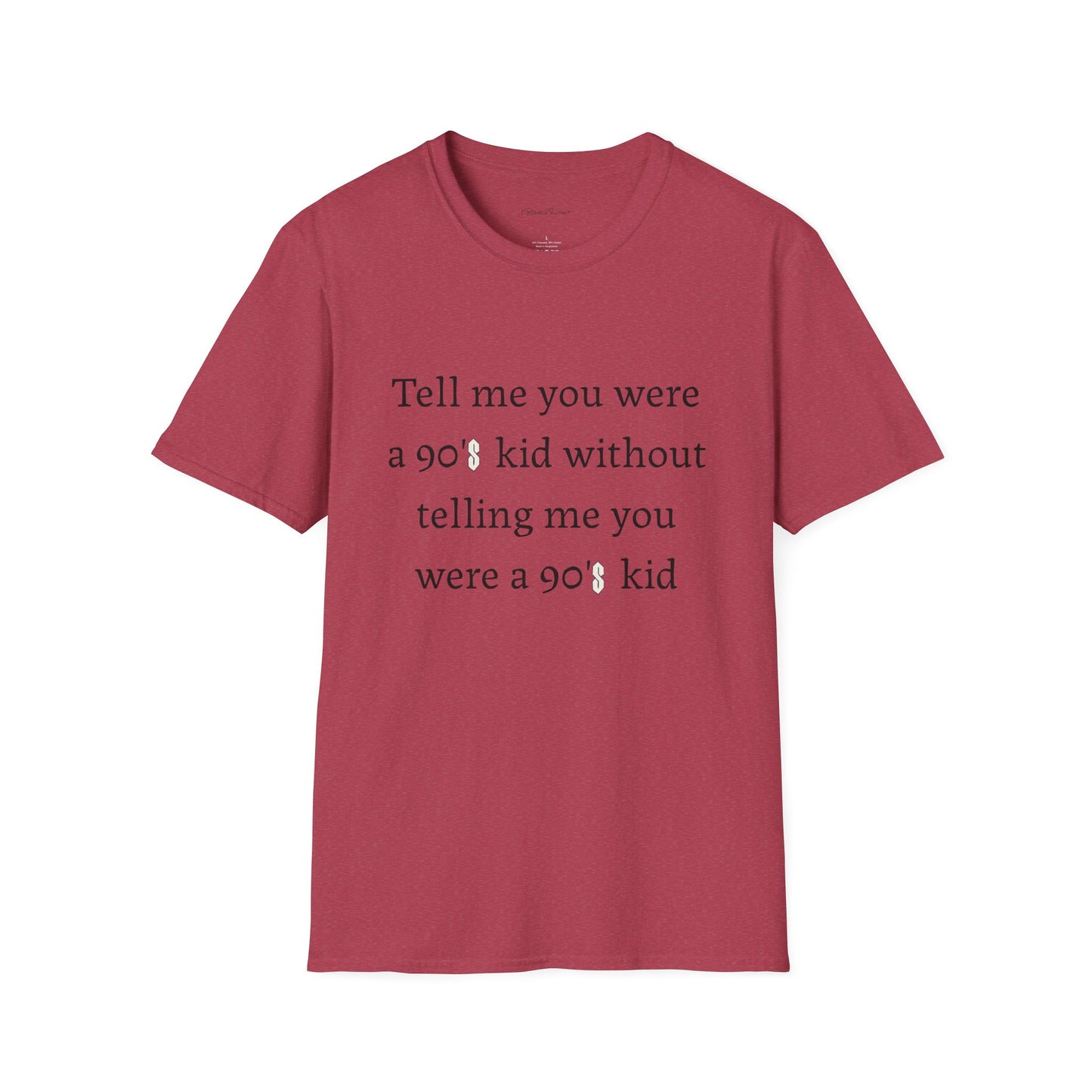 90s Kid Quote Unisex Softstyle T-Shirt - Nostalgic Orange Tee for Retro Lovers