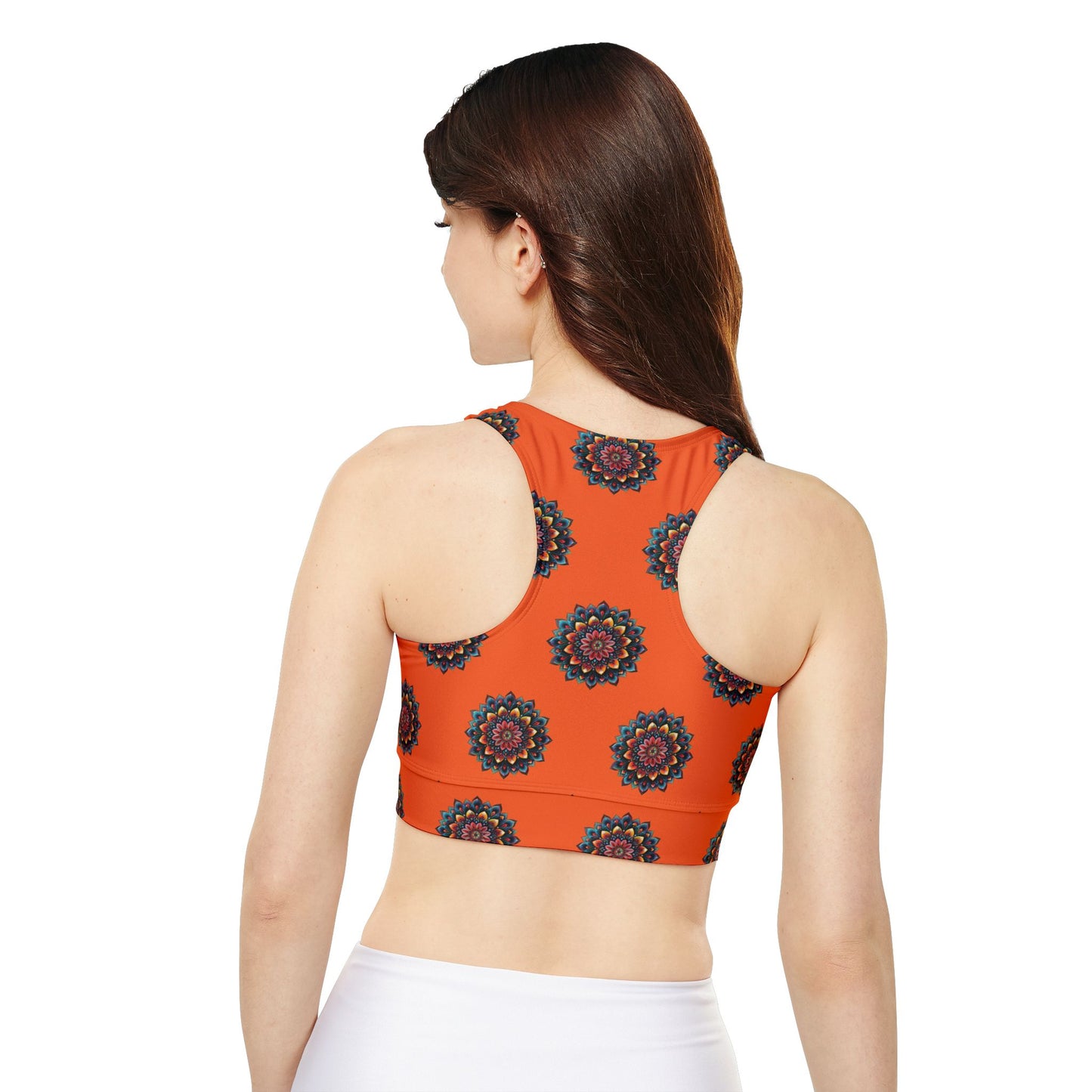 Orange Mandala Sports Bra (AOP)