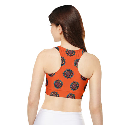 Orange Mandala Sports Bra (AOP)