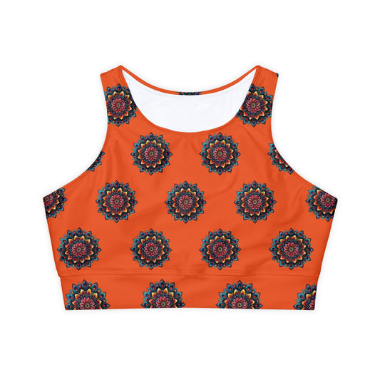 Orange Mandala Sports Bra (AOP)