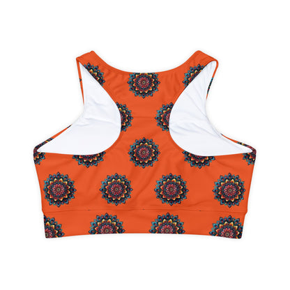 Orange Mandala Sports Bra (AOP)